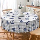 Lofaris Navigation Theme Blue Grey Round Tablecloth For Boys Party